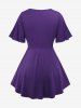 Plus Size Ombre Colorblock Hot Stamping Sparkling Sequin Twist Ruched Top -  