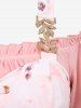 Plus Size Puff Sleeves Off The Shoulder Glitter Leaf Buckle Ombre Tie Dye Floral Jacquard Embossed Textured Lace Up Layered A Line Dress -  
