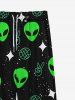 Gothic Skulls Alien Star Planet Print Drawstring Wide Leg Sweatpants For Men -  