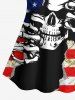Skull Ripped American Flag Print Tankini Top -  