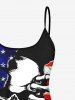 Haut de Tankini Déchiré Crâne Drapeau Américain Imprimé - Noir 2X