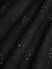 Haut Zippé Evidé Papillon Brodé à Carreaux en Dentelle à Manches Bouffantes Grande Taille en Jacquard - Noir M | US 10