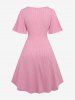 Plus Size Flutter Sleeves Ruched Ruffles Ombre Tie Dye Floral Lace Up Solid Corset A Line Dress -  
