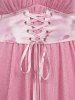 Plus Size Flutter Sleeves Ruched Ruffles Ombre Tie Dye Floral Lace Up Solid Corset A Line Dress -  