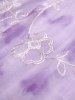 Plus Size Ombre Print Flower Embroidery Cinched Ribbed Textured Asymmetrical 2 In 1 Top -  