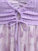 Plus Size Ombre Print Flower Embroidery Cinched Ribbed Textured Asymmetrical 2 In 1 Top -  
