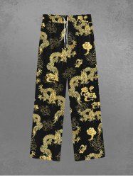 Pantalon de Survêtement avec Cordon de Serrage à Imprimé Dragon Style Gothique pour Hommes - Jaune L