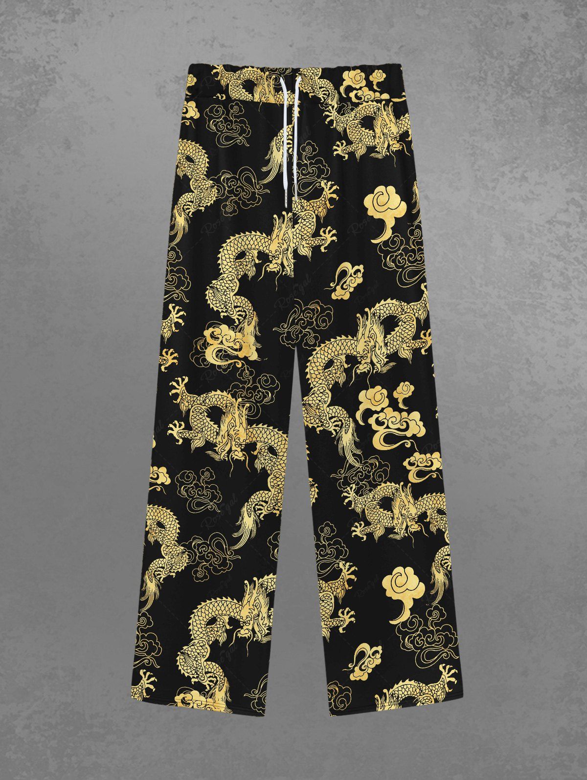 Store Gothic Dragon Cloud Print Drawstring Wide Leg Sweatpants For Men  