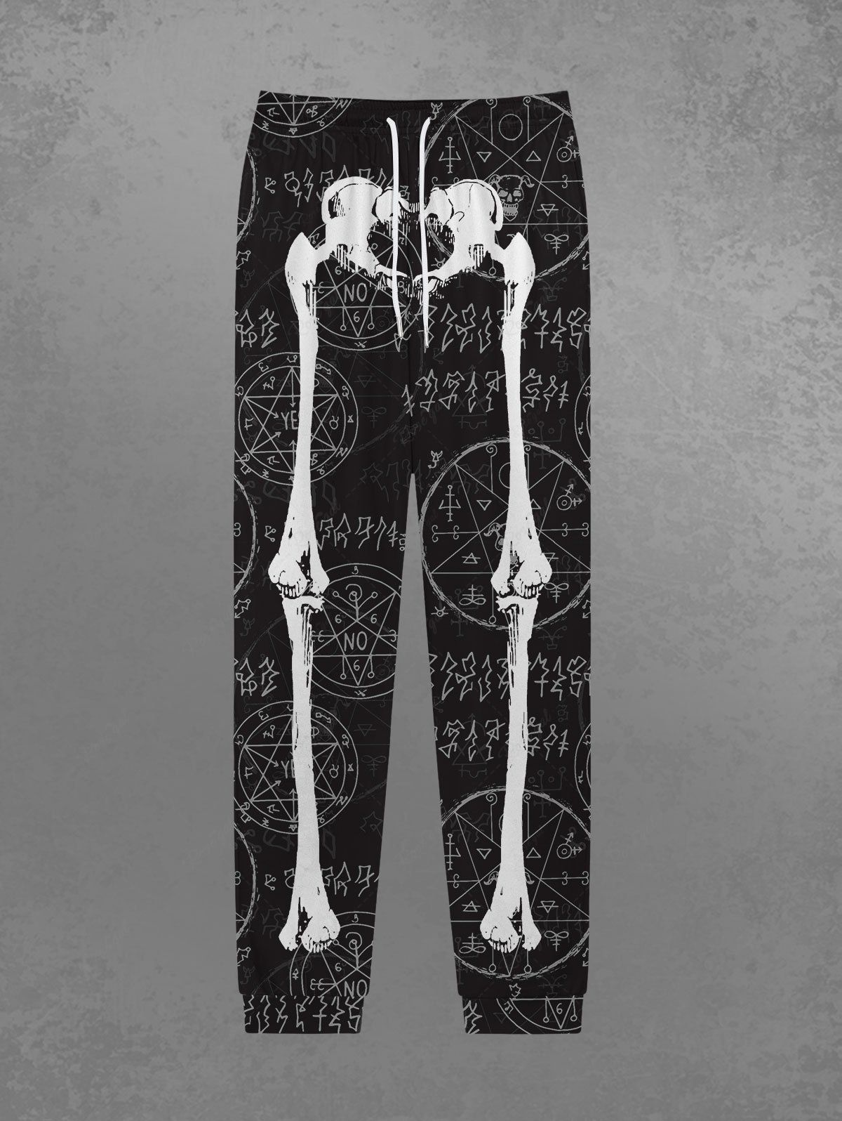 Pantalon de Survêtement avec Cordon de Serrage à Imprimé Squelette Style Gothique pour Hommes Noir M