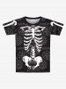 T-shirt Imprimé Constellation Squelette à Manches Courtes pour Homme - Noir L
