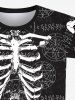 T-shirt Imprimé Constellation Squelette à Manches Courtes pour Homme - Noir 5XL