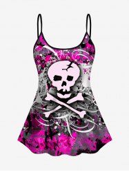Skull Skeleton Star Paint Splatter Graffiti Print Tankini Top -  