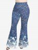 Plus Size Galaxy Glitter Sparkling Sequin Knitted 3D Print Flare Pants -  