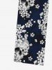 Pantalon de Survêtement avec Cordon de Serrage à Imprimé Crânes et Fleurs Style Gothique pour Hommes - Noir 2XL