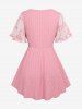 Haut Texturé Feuilles Debout Fleur Imprimé avec Quatre Poches en U - Rose clair 4X | US 26-28