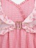 Haut Texturé Feuilles Debout Fleur Imprimé avec Quatre Poches en U - Rose clair 4X | US 26-28
