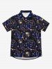 Gothic Galaxy Skull Sun Moon Star Print Button Down Shirt For Men -  