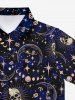 Chemise Boutonnée Gothique Etoile Lune Soleil Galaxie Imprimés pour Homme - Noir L