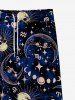 Gothic Galaxy Skulls Sun Moon Star Print Drawstring Wide Leg Sweatpants For Men -  