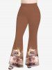 Plus Size Dress Cat Glitter 3D Print Flare Pants -  