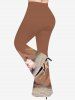 Plus Size Dress Cat Glitter 3D Print Flare Pants -  