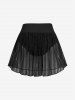 Plus Size Glitter Silver Line Sheer Mesh Skirted Swim Bottom -  
