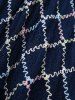 Haut Superposé Tordu à Carreaux Brodé à Ourlet en Dentelle de Grande Taille - Bleu profond 4X | US 26-28