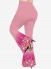 Pantalon Evasé Peinture Ombrée Imprimé Grande Taille à Paillettes - Rose clair L