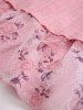 Haut Fleur Feuille Imprimée Tordu en Maille à Paillettes de Grande Taille à Volants - Rose clair 2X | US 18-20
