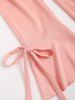 Solid Color Ruffle Hem Bowknot Tie Elastic Waist Pockets Capri Pants -  