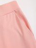 Solid Color Ruffle Hem Bowknot Tie Elastic Waist Pockets Capri Pants -  