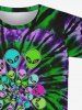 Gothic Tie Dye Skull Alien Swirls Print Short Sleeves T-shirt For Men -  
