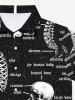 Gothic Turn-down Collar Skull Skeleton Structure Galaxy Letters Print Buttons Pocket Shirt For Men -  