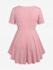 Plus Size Flower Watercolor Print Lace Trim Ruched Twist Ribbed Textured 2 In 1 Top -  
