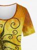 T-shirt Graphique Tournesol Imprimé Ombré en Blocs de Couleurs de Grande Taille - Orange L