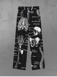 Pantalon de Survêtement à Cordon de Serrage Resserré Au Pied à Imprimé Crâne et Galaxie Style Gothique pour Hommes - Noir 4XL