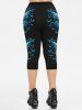 Gothic Distressed Glitter Butterfly Side Print Skinny Capri Leggings -  