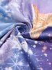 Plus Size Ombre Colorblock Galaxy Stars Sparkling Sequin Glitter 3D Print Ruched Plunge Neckline 2 In 1 T-shirt -  