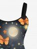 Robe Ligne A Chat Lune et Galaxie Imprimés de Grande Taille à Paillettes - Noir 6X
