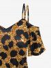 Plus Size Leopard Glitter Sparkling Sequin 3D Print Cold Shoulder T-shirt -  