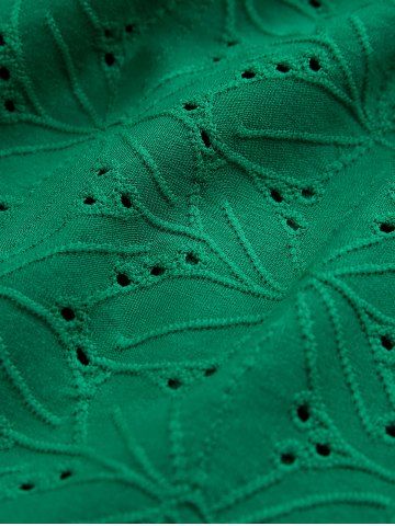 Plus Size Flutter Sleeves Pointelle Flower Embroidered Crisscross Strappy Ruffles Ruched Textured 2 in 1 Top