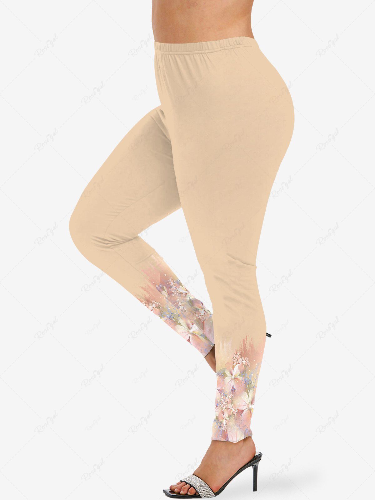 Shops Plus Size Flowers Glitter 3D Print Leggings  