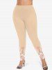 Plus Size Flowers Glitter 3D Print Leggings -  