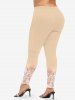 Plus Size Flowers Glitter 3D Print Leggings -  