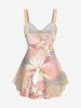 Plus Size Flowers Glitter 3D Print Cinched Tank Top -  