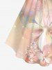 Plus Size Flowers Glitter 3D Print Cinched Tank Top -  