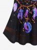 T-shirt Papillon Ombre Galaxie Fleuri Etoile Imprimés à Epaule Dénudée de Grande Taille à Paillettes - Noir S