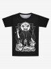 Gothic Skulls Candle Sword Dog Wizard Stars Print Short Sleeves T-shirt For Men - Noir 5XL