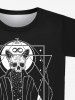 Gothic Skulls Candle Sword Dog Wizard Stars Print Short Sleeves T-shirt For Men - Noir 7XL