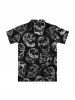 Gothic Turn-down Collar Fire Skulls Print Buttons Shirt For Men -  